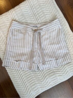 MANGO Light Beige Stripe Drawstring Women's Shorts